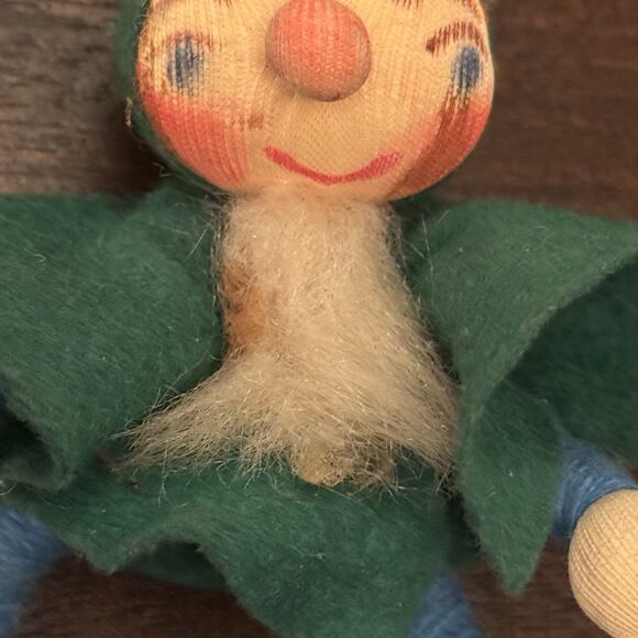 VTG Elf Pixie Posable Legs and Arms Figurine Ornament 5" Beard Cape Shelf Sitter - Picture 11 of 15